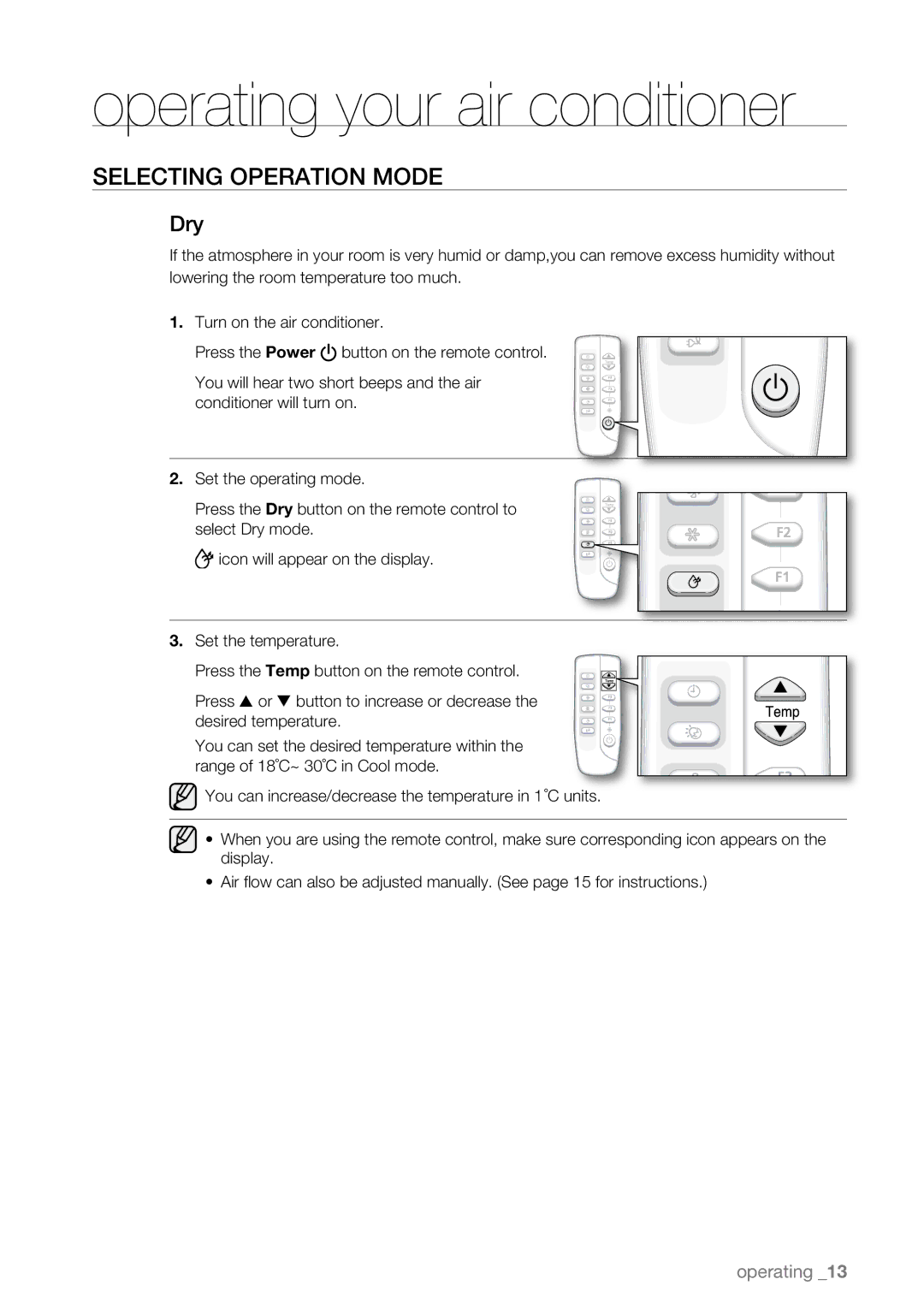 Samsung AW12EDB Series, AW10EDB Series, AW08EDB Series user manual Dry 