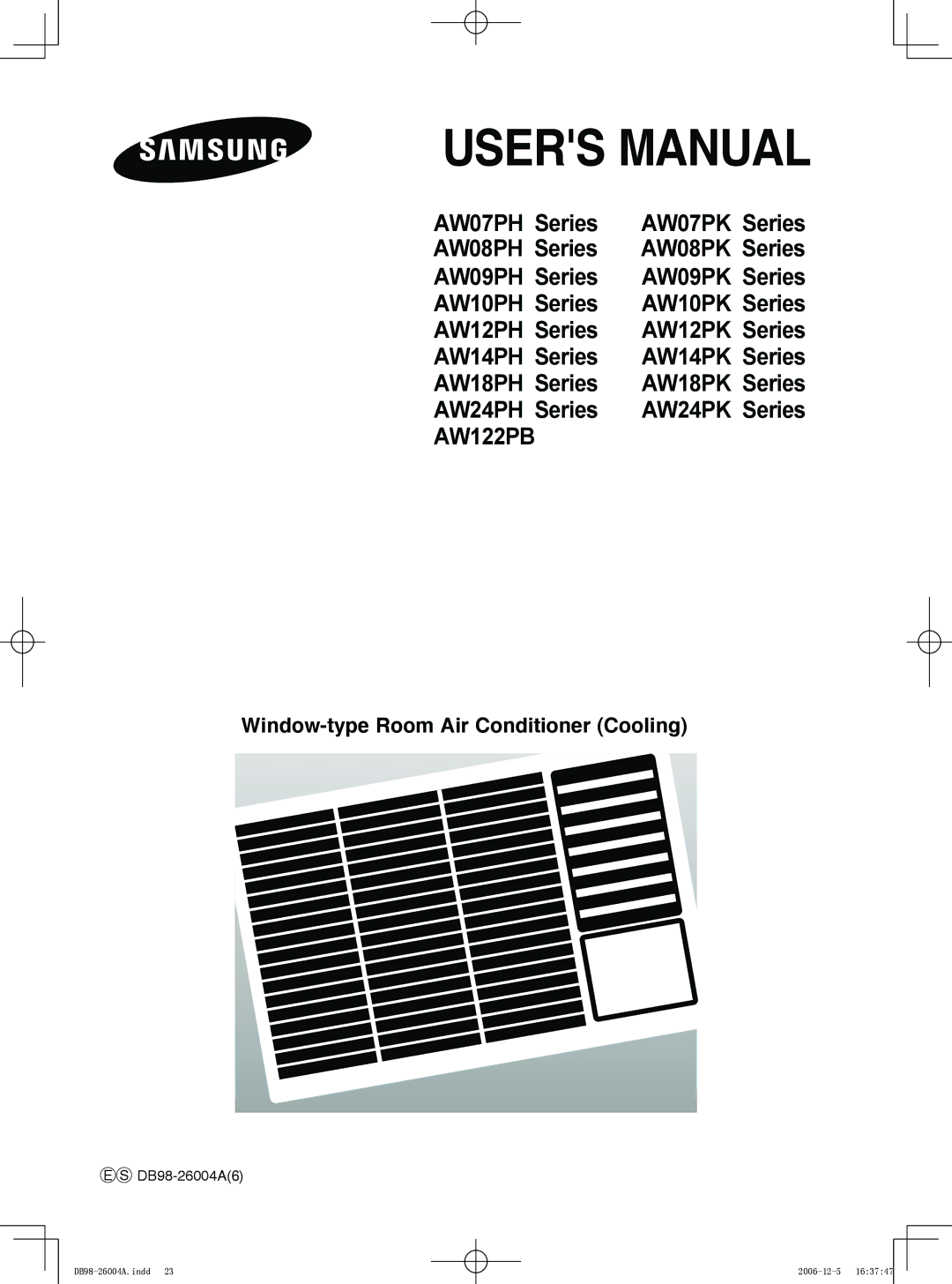 Samsung AW12PK Series, AW10PK Series, AW12PH Series, AW10PH Series, AW18PH Series, AW18PK Series user manual AW122PB 