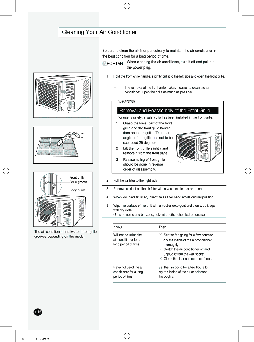 Samsung AW07PH Series, AW10PK Series, AW12PK Series, AW12PH Series, AW10PH Series Cleaning Your Air Conditioner, If you Then 