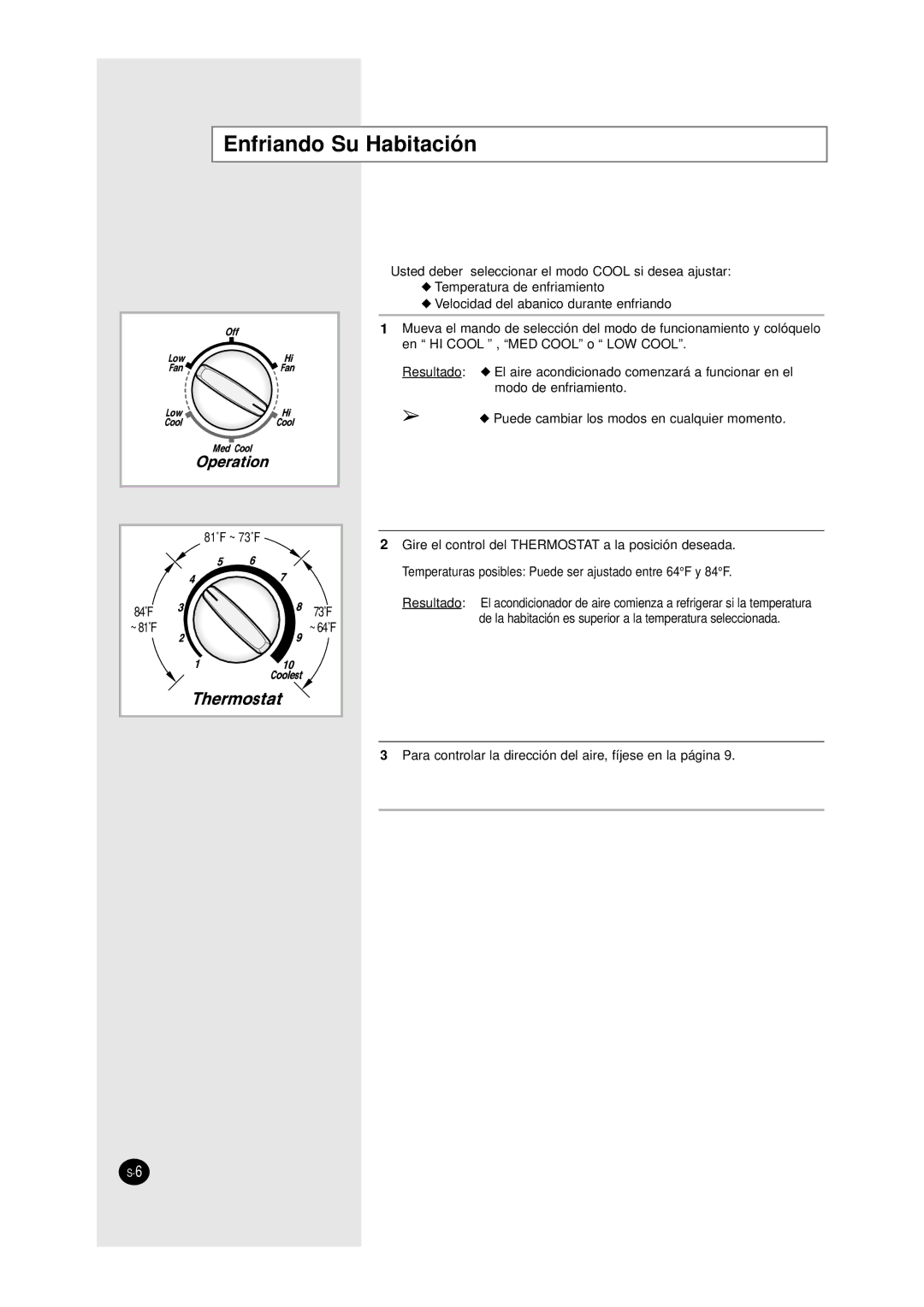 Samsung AW0800A, AW1200A, AW0700B, AW1800A, AW1010A, AW1210A, AW1000A manual Enfriando Su Habitación 