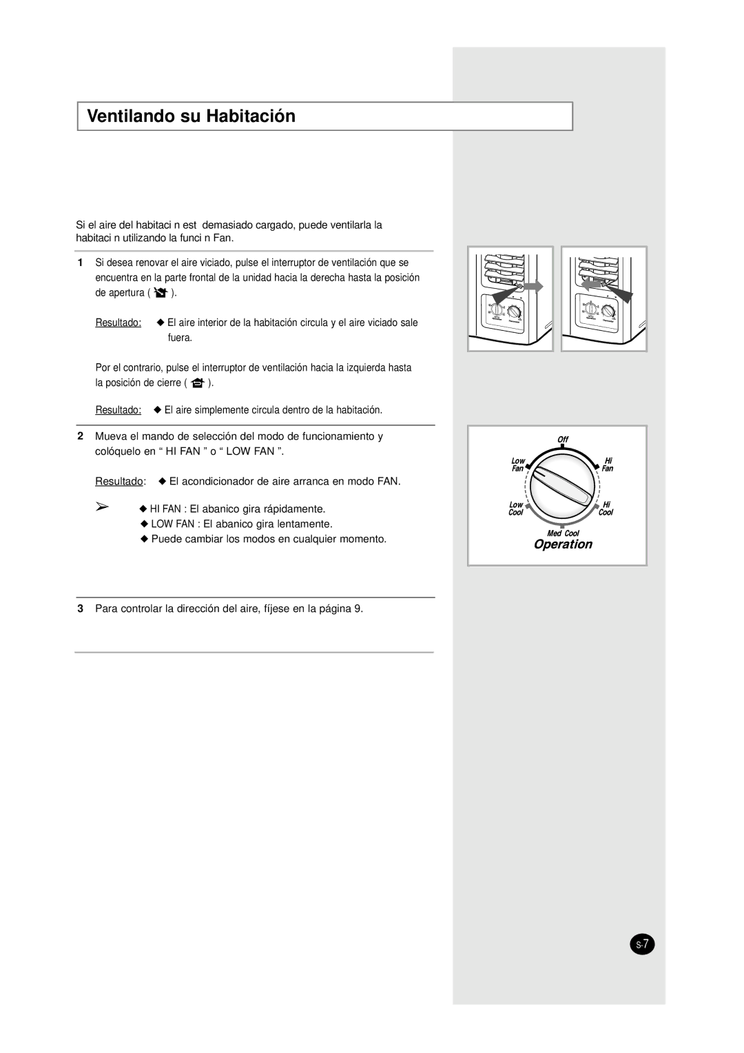 Samsung AW1200A, AW0700B, AW1800A, AW1010A, AW1210A, AW1000A, AW0800A manual Ventilando su Habitación, Fuera 