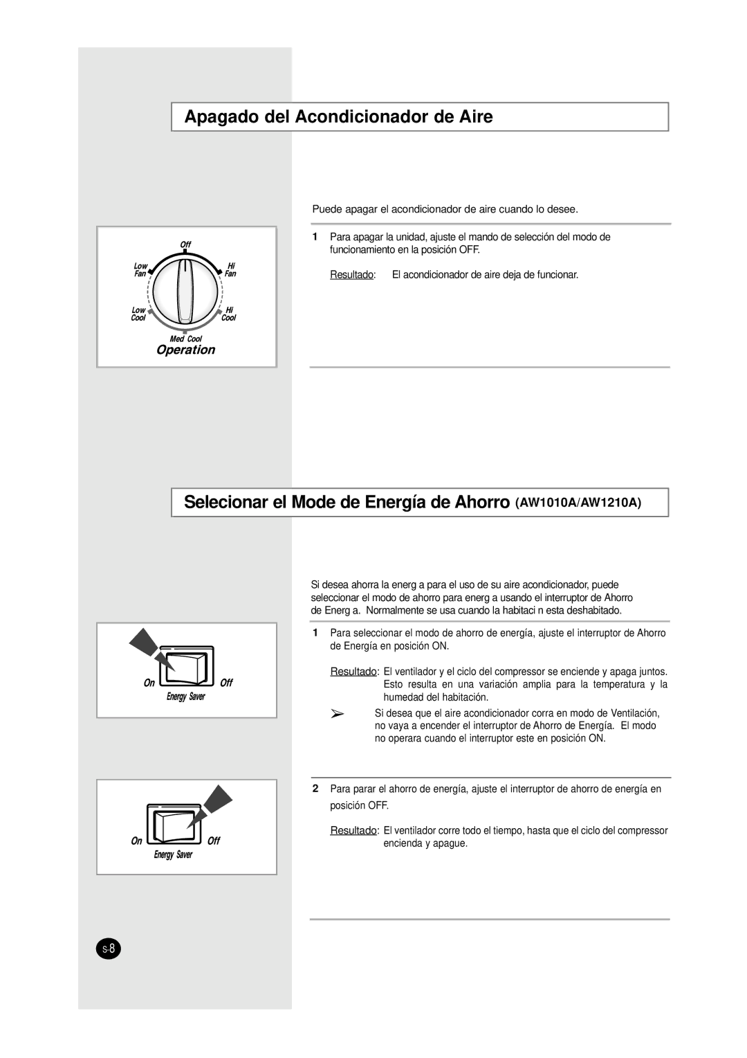 Samsung AW0700B Apagado del Acondicionador de Aire, El acondicionador de aire deja de funcionar, Humedad del habitación 