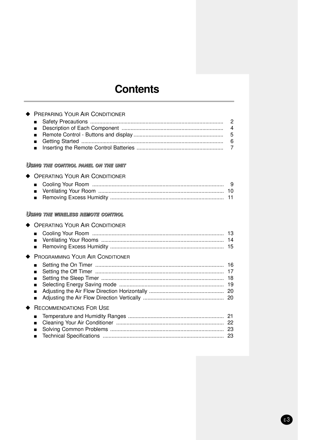 Samsung AW1291L manual Contents 