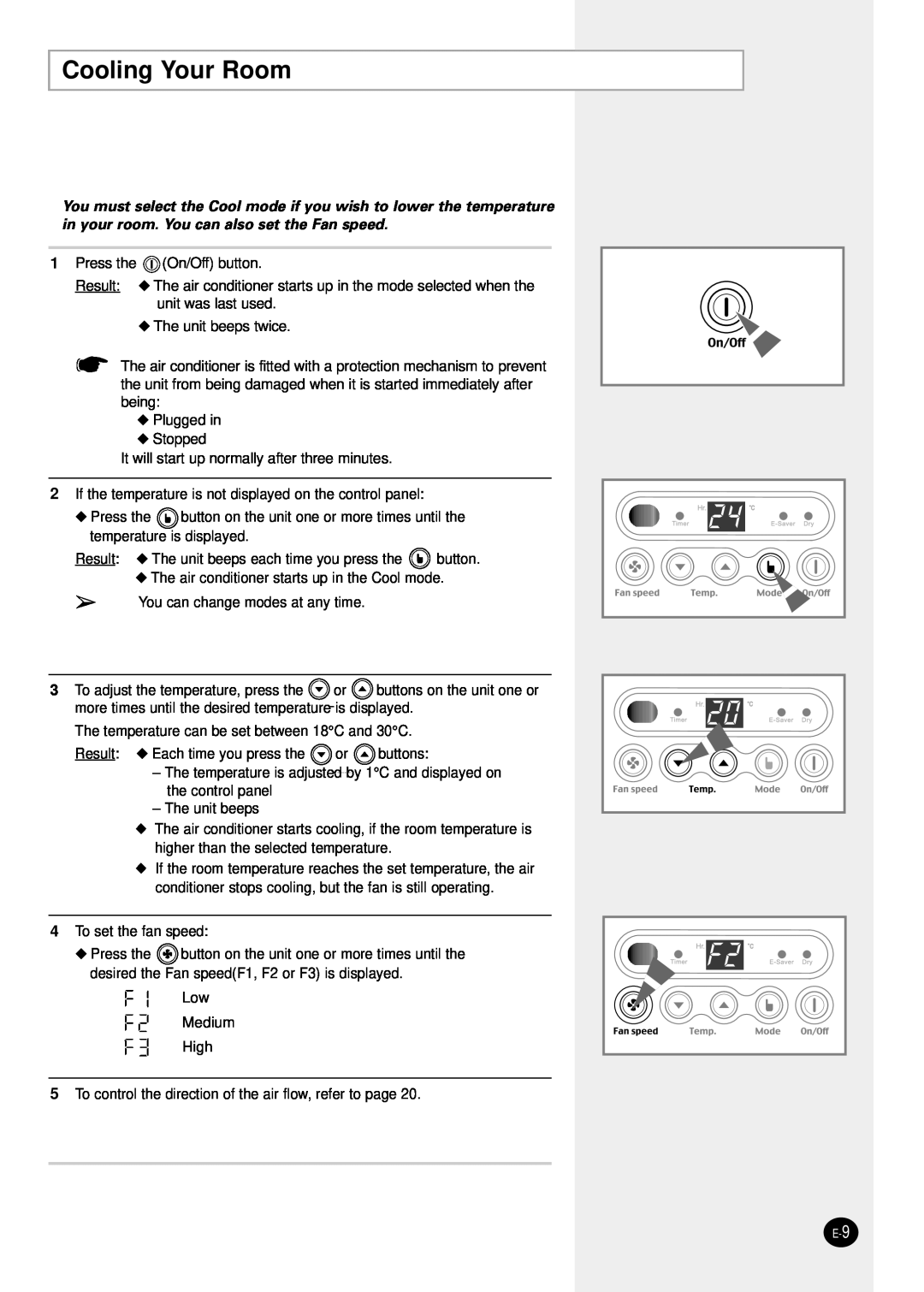 Samsung AW1291L manual Cooling Your Room 