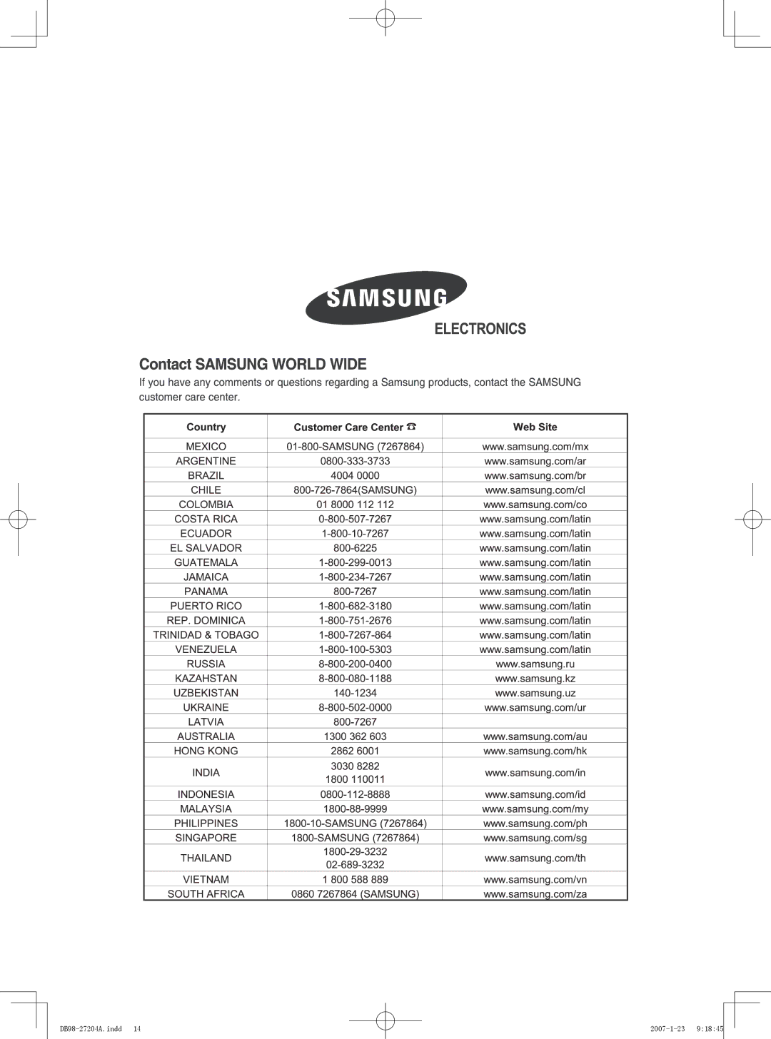 Samsung AW07P2, AW12P2, AW09P2 user manual DB98-27204A.indd 2007-1-23 