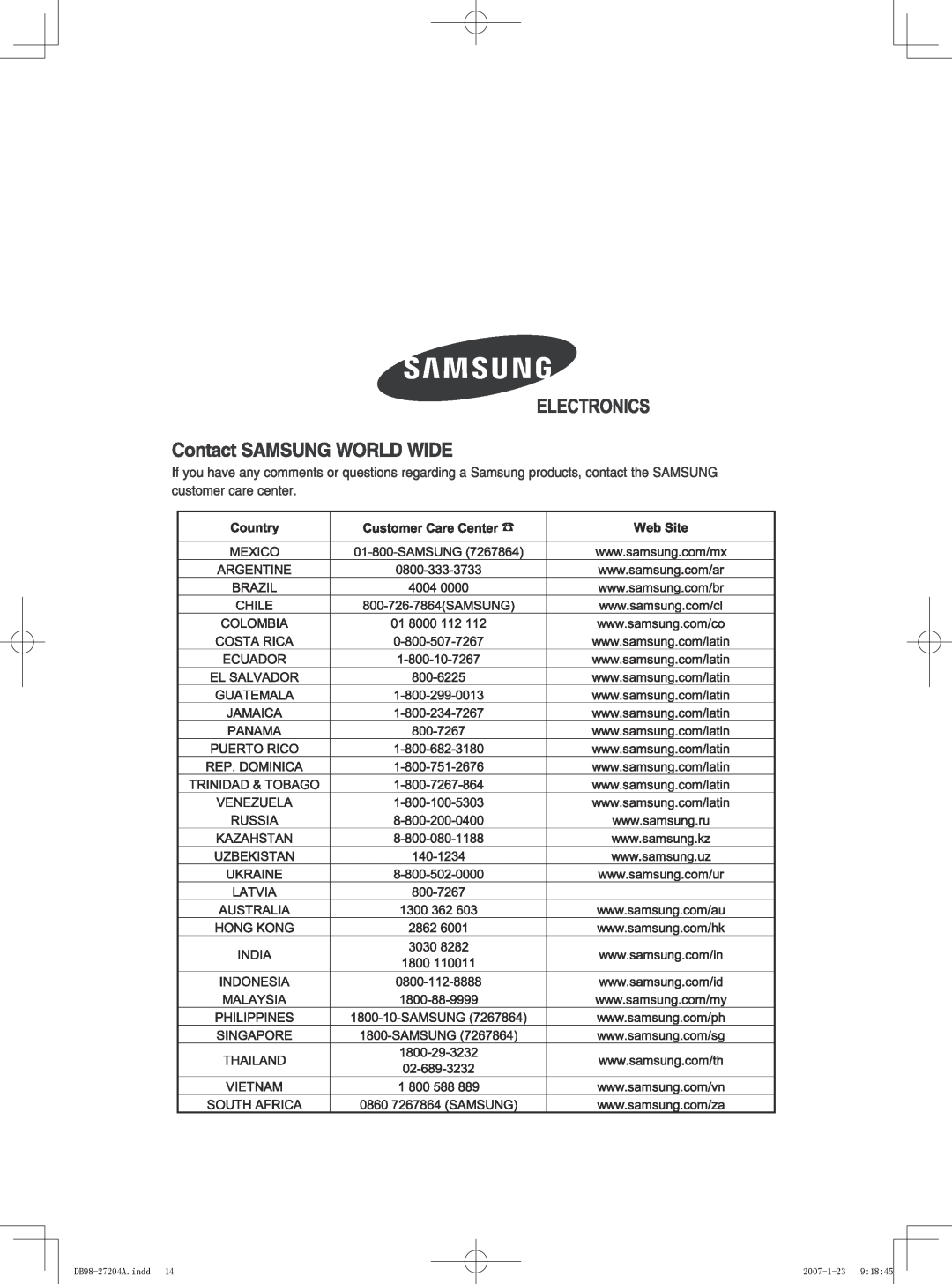Samsung AW07P2, AW12P2, AW09P2 user manual DB98-27204A.indd14, 2007-1-239 