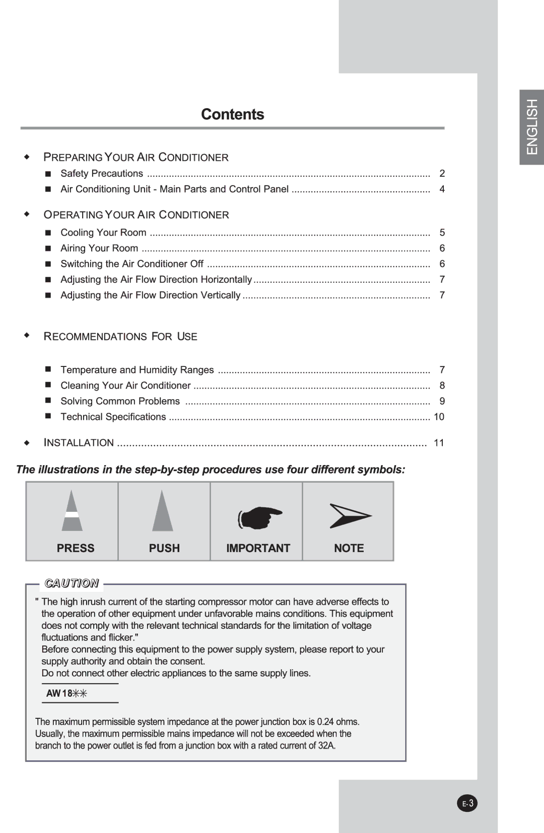 Samsung AW24P1HBE, AW18P1HBC manual 