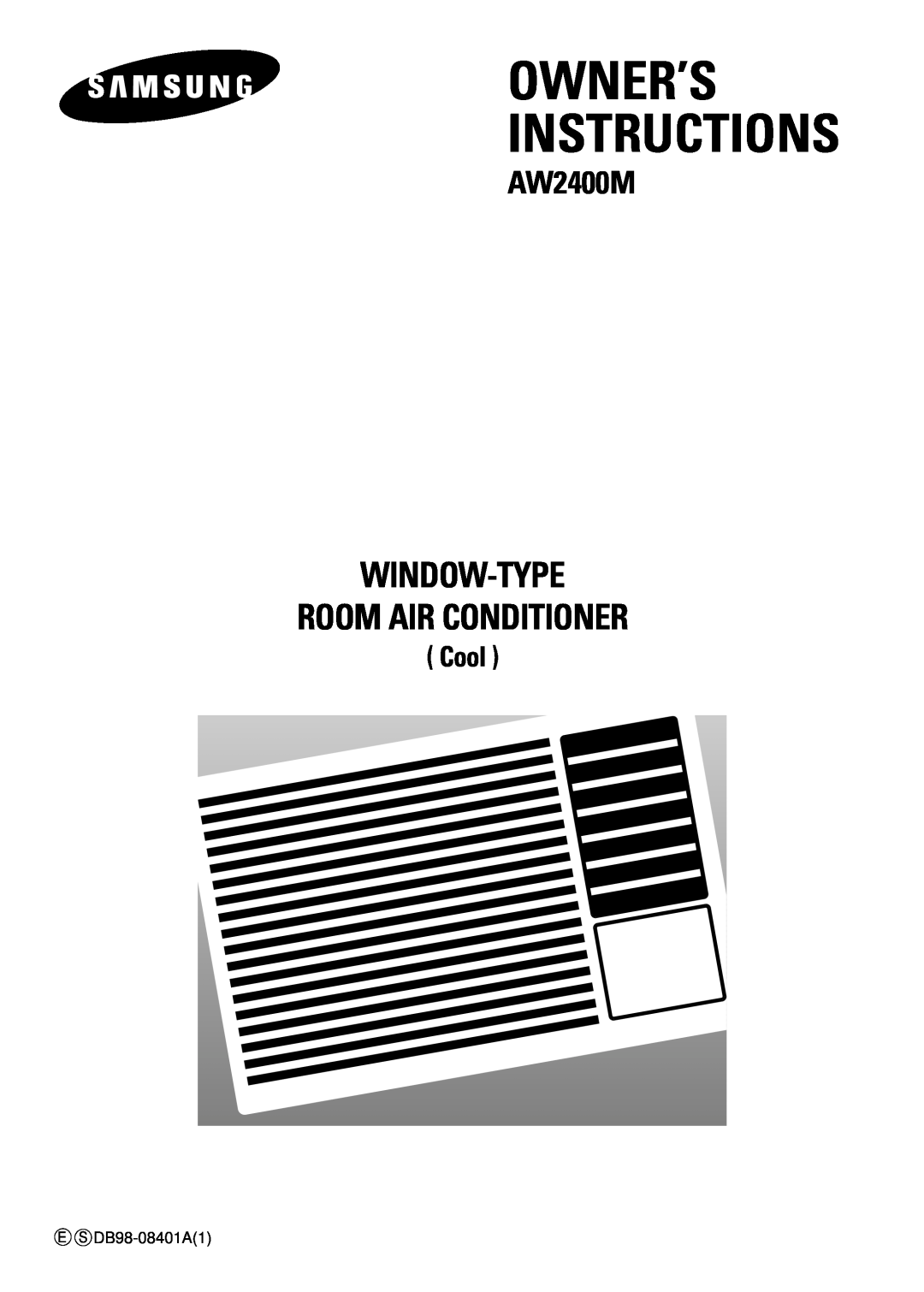 Samsung AW2400M manual Owner’S Instructions, Window-Type Room Air Conditioner, Cool 
