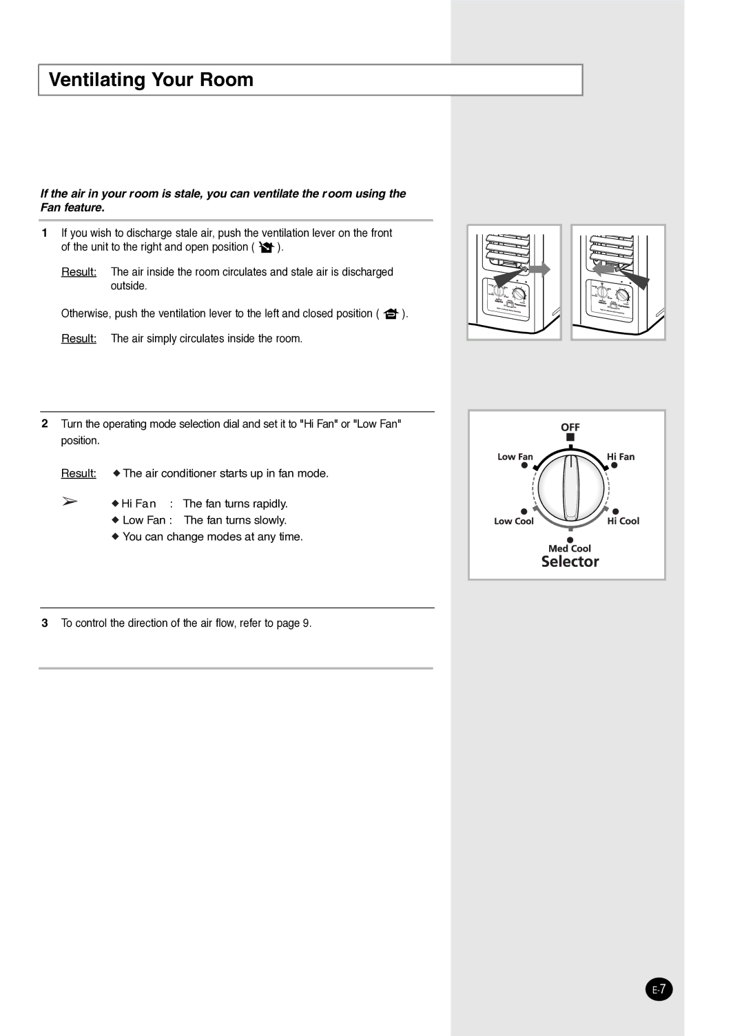 Samsung AW2402M manual Ventilating Your Room 