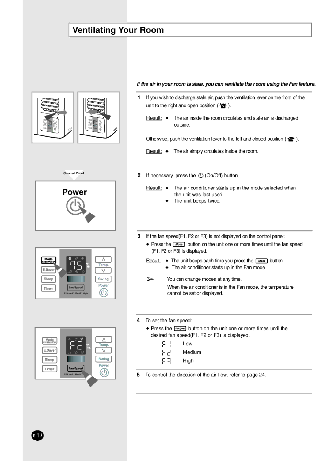 Samsung AW2492L manual Ventilating Your Room 