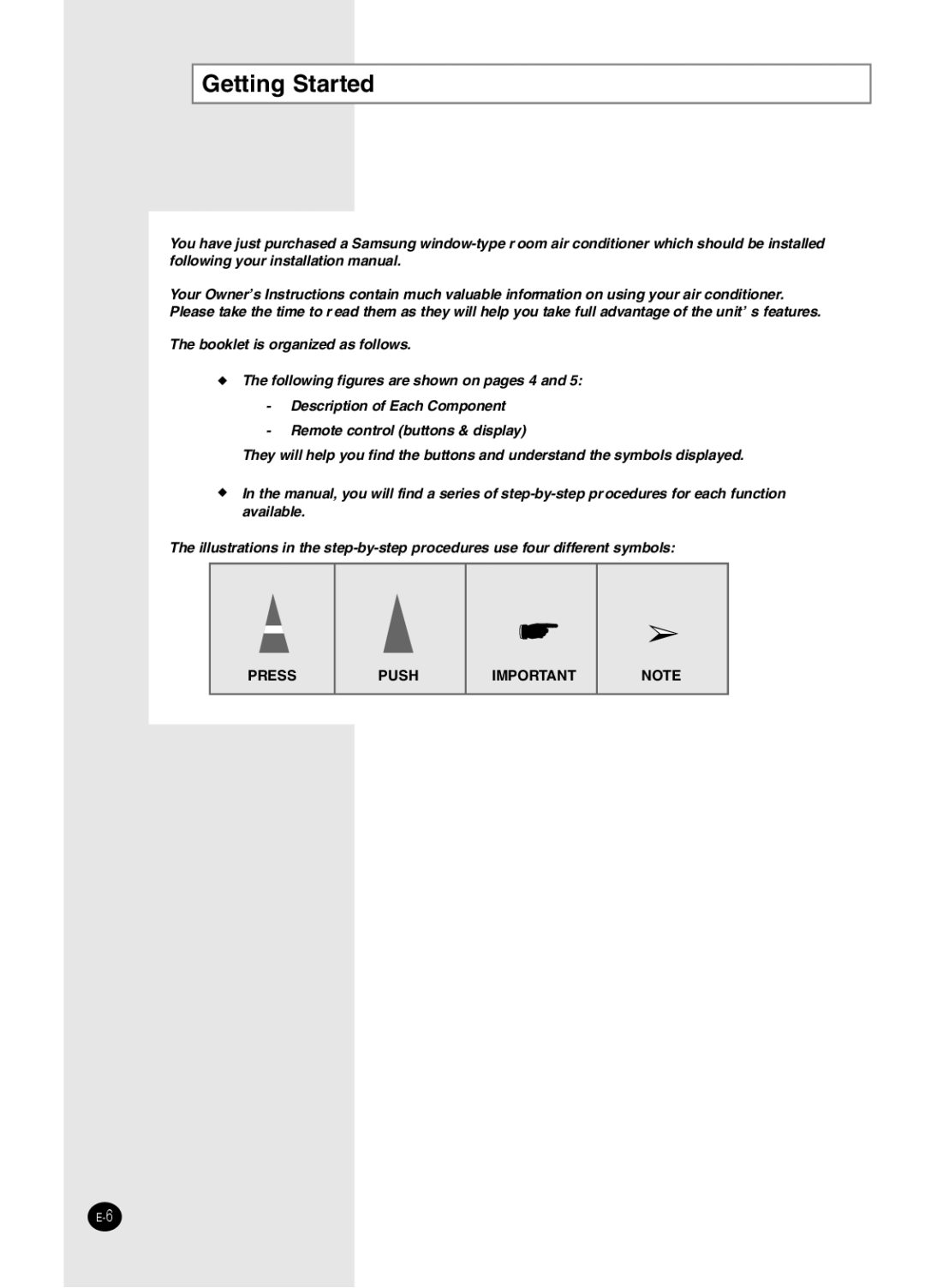 Samsung AW2492L manual Getting Started 