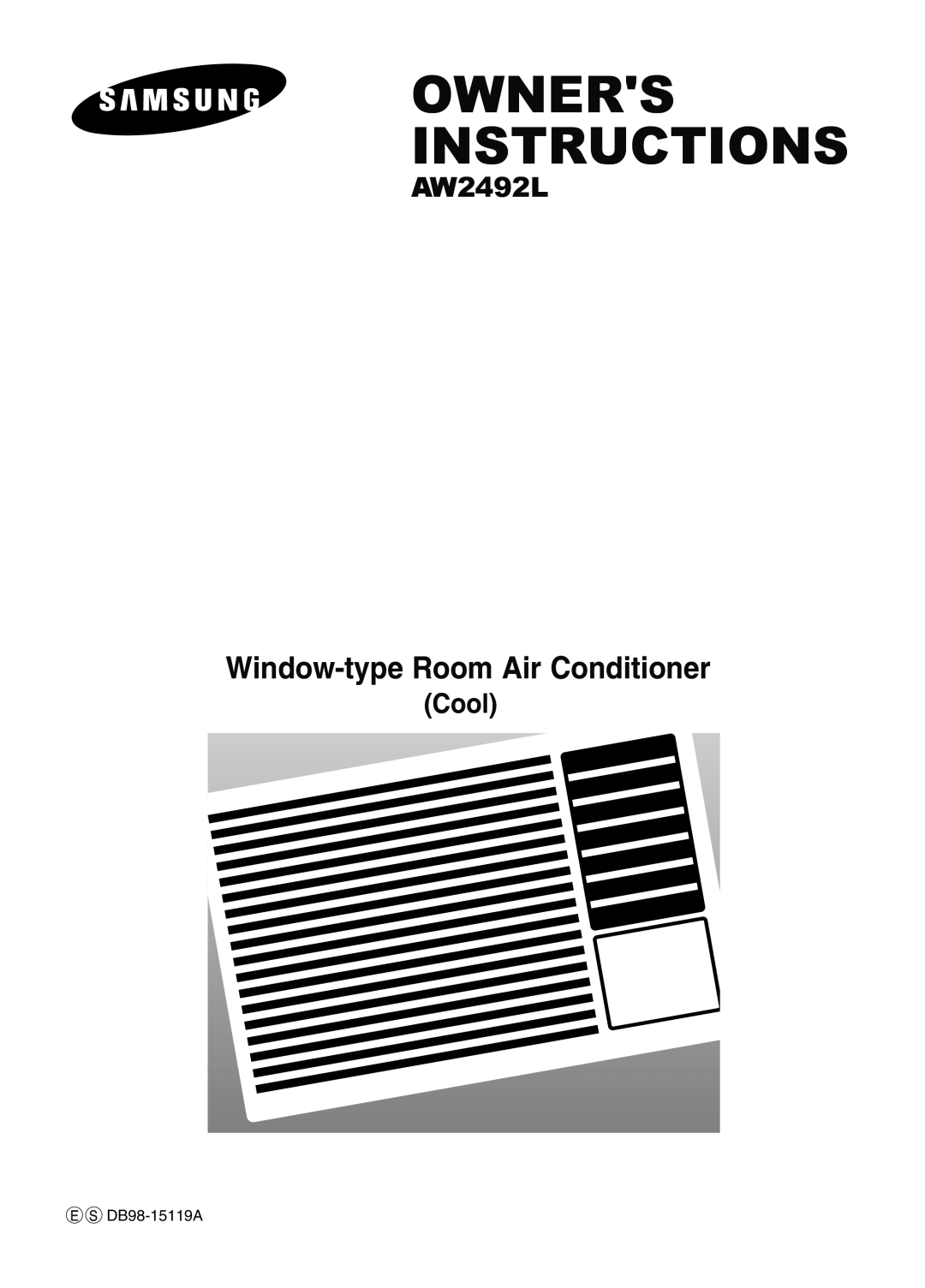 Samsung AW2492L manual Window-typeRoom Air Conditioner, Owners Instructions, Cool 
