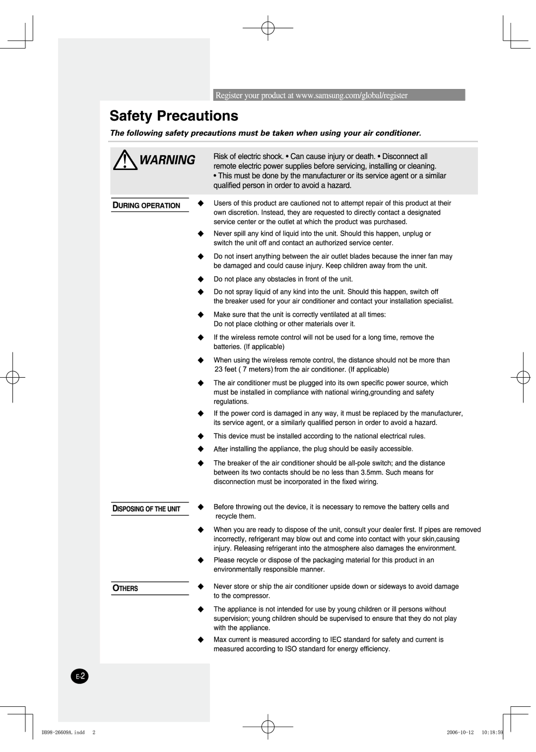 Samsung AW25ECB7 manual 