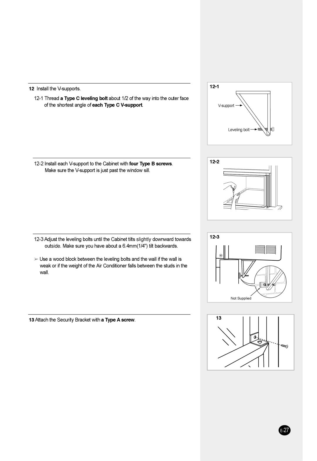 Samsung AW25ECB7 manual 12-1 