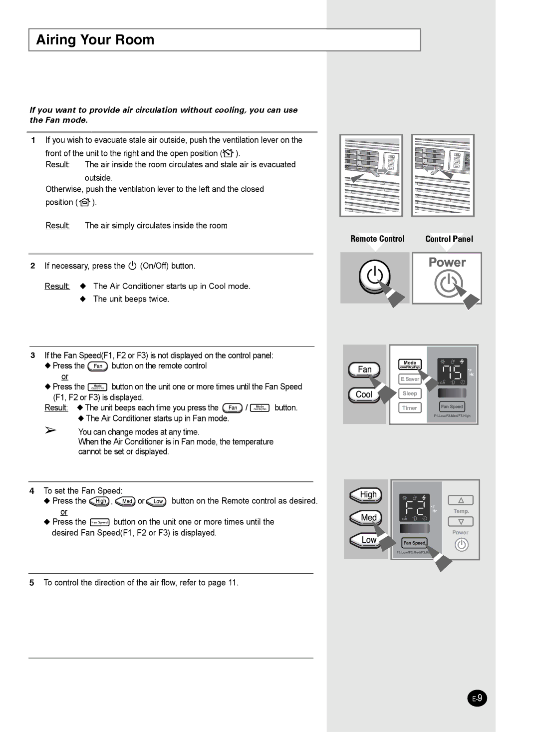 Samsung AW25ECB7 manual Airing Your Room 