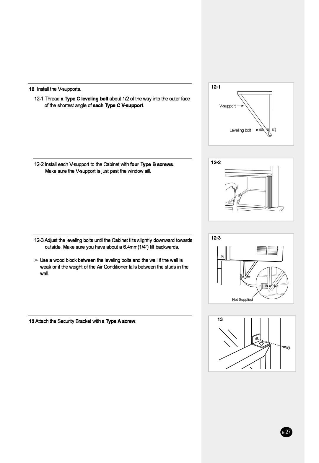 Samsung AW25ECB7 manual 12Install the V-supports, 12-1, 12-2 