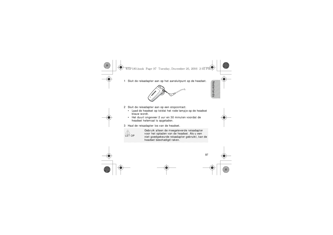 Samsung AWEP180EBECXET manual WEP180.book Page 97 Tuesday, December 26, 2006 346 PM 