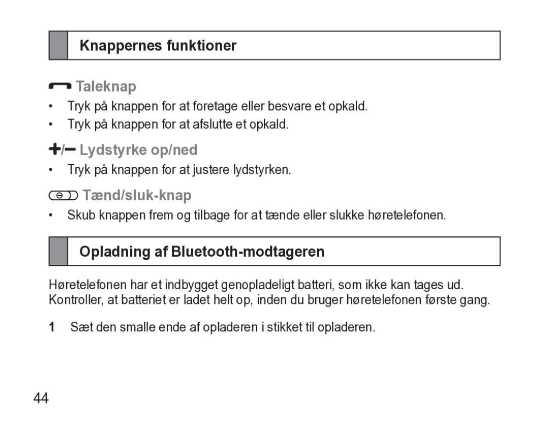 Samsung AWEP470EBECXEE manual Knappernes funktioner, Taleknap, Lydstyrke op/ned, Tænd/sluk-knap 