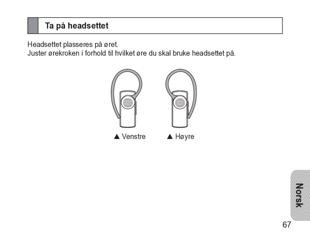 Samsung AWEP470EBECXEE manual Ta på headsettet 