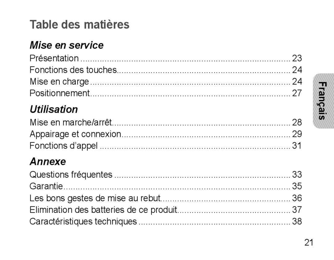 Samsung AWEP475EBECFOP, AWEP470EBECXEF, AWEP470EBECXET, AWEP470EBECFOP, AWEP470EBECXEH, AWEP470EBECEUR manual Table des matières 