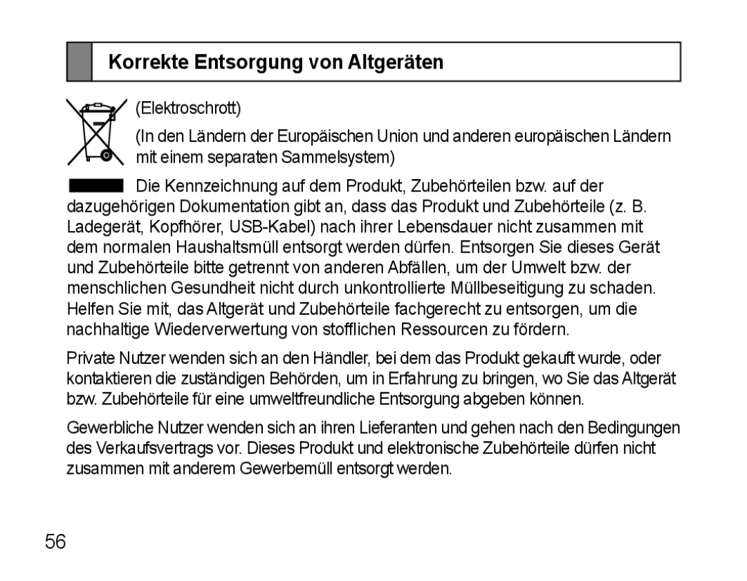 Samsung AWEP475EBECFOP, AWEP470EBECXEF, AWEP470EBECXET, AWEP470EBECFOP, AWEP470EBECXEH Korrekte Entsorgung von Altgeräten 