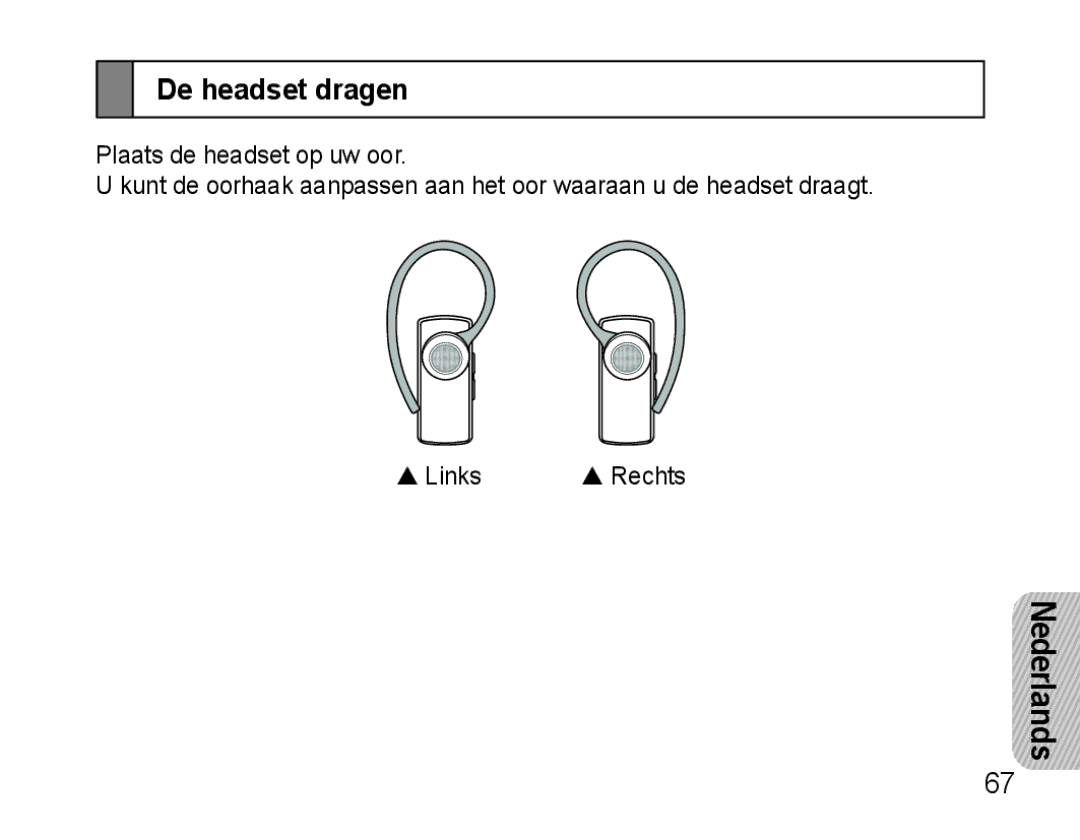 Samsung AWEP470EBECXEF, AWEP470EBECXET, AWEP470EBECFOP, AWEP475EBECFOP, AWEP470EBECXEH, AWEP470EBECEUR manual De headset dragen 