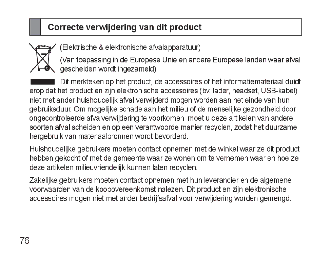 Samsung AWEP470EBECFOP, AWEP470EBECXEF, AWEP470EBECXET, AWEP475EBECFOP, AWEP470EBECXEH Correcte verwijdering van dit product 