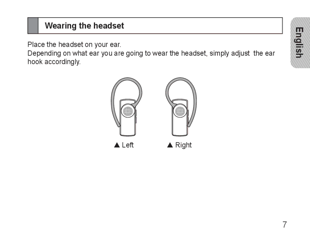 Samsung AWEP470EBECXEH, AWEP470EBECXET, AWEP470EBECFOP, AWEP475EBECFOP, AWEP470EBECXEE, AWEP470EBECEUR Wearing the headset 