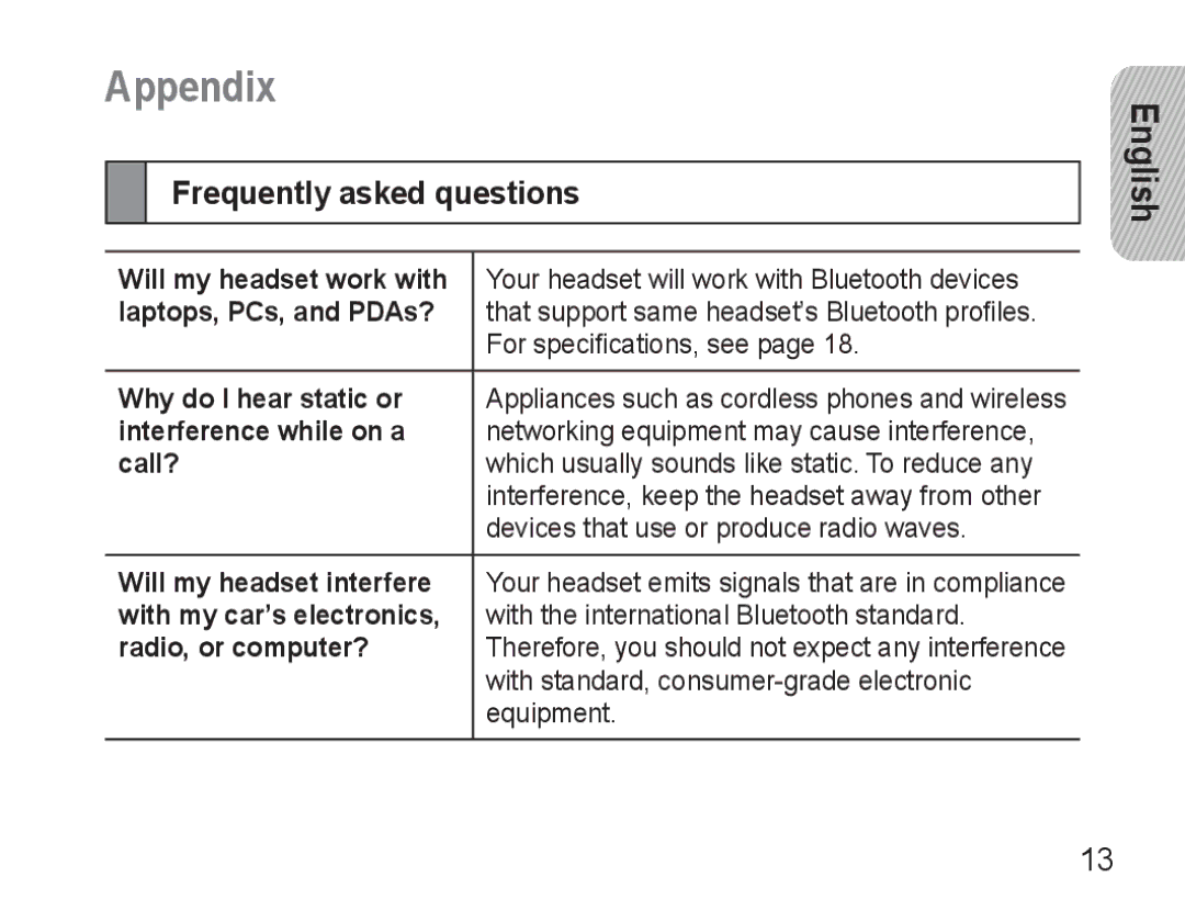 Samsung AWEP475EBECFOP, AWEP470EBECXET, AWEP470EBECFOP, AWEP470EBECXEH, AWEP470EBECXEE Appendix, Frequently asked questions 