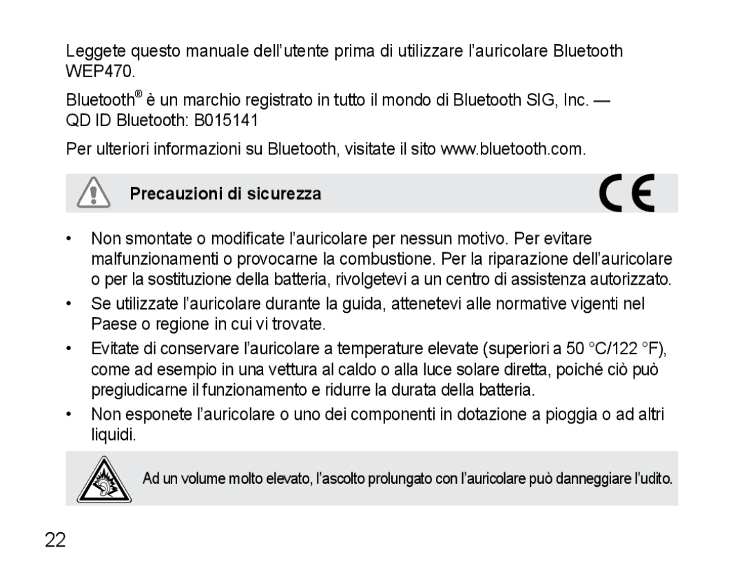 Samsung AWEP470EBECFOP, AWEP470EBECXET, AWEP475EBECFOP manual Precauzioni di sicurezza 