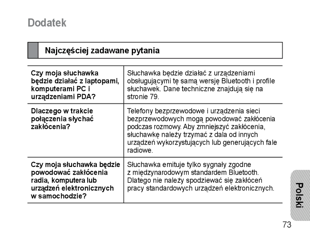 Samsung AWEP470EBECFOP, AWEP470EBECXET, AWEP475EBECFOP manual Dodatek, Najczęściej zadawane pytania 