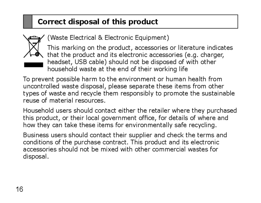 Samsung AWEP475ESECSER, AWEP475ESECXET manual Correct disposal of this product, Waste Electrical & Electronic Equipment 