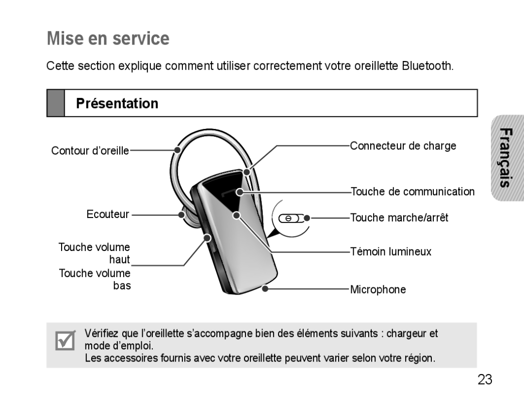 Samsung AWEP475ESECEUR, AWEP475ESECXET, AWEP475ESECXEH, AWEP475ESECSER manual Mise en service, Présentation 