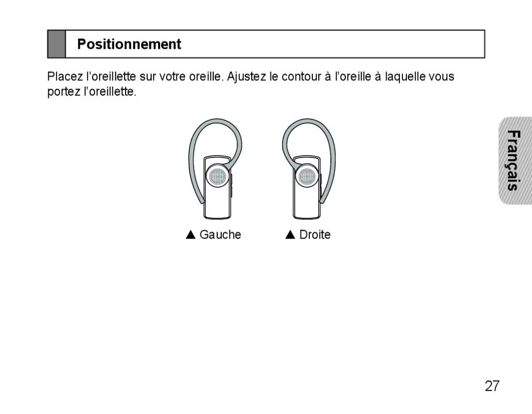 Samsung AWEP475ESECEUR, AWEP475ESECXET, AWEP475ESECXEH, AWEP475ESECSER manual Positionnement 