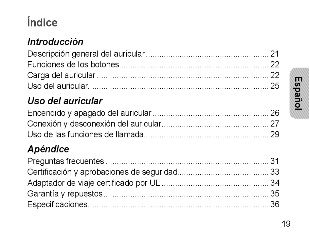 Samsung AWEP475ESECEUR, AWEP475ESECXET, AWEP475ESECXEH, AWEP475ESECSER manual Índice 