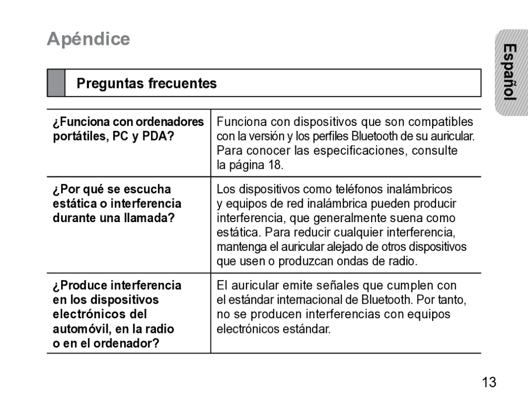 Samsung AWEP475ESECXET manual Apéndice, Preguntas frecuentes 