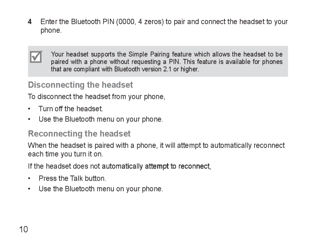 Samsung GH68-25765A, AWEP490PPECSTA manual Disconnecting the headset, Reconnecting the headset 