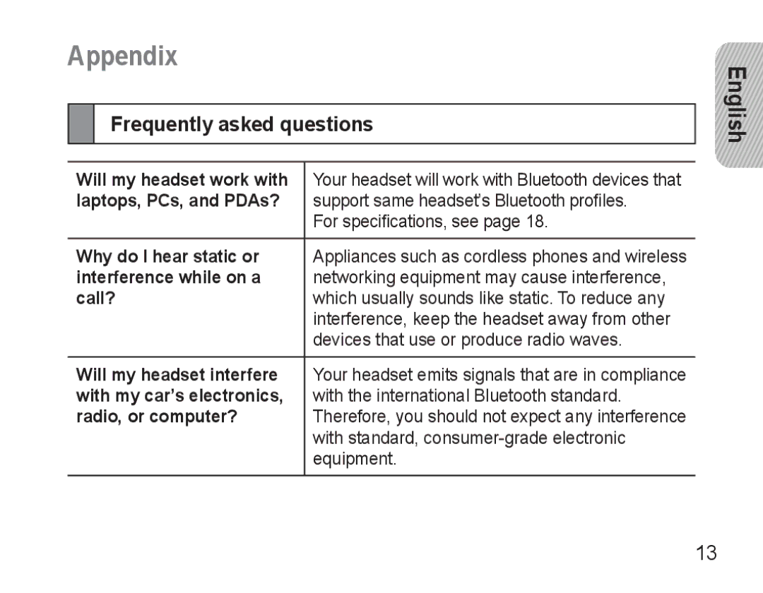 Samsung AWEP490PPECSTA, GH68-25765A manual Appendix, Frequently asked questions 