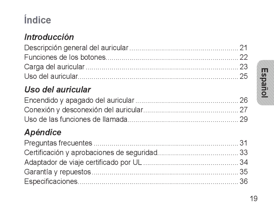 Samsung AWEP490PPECSTA, GH68-25765A manual Índice 