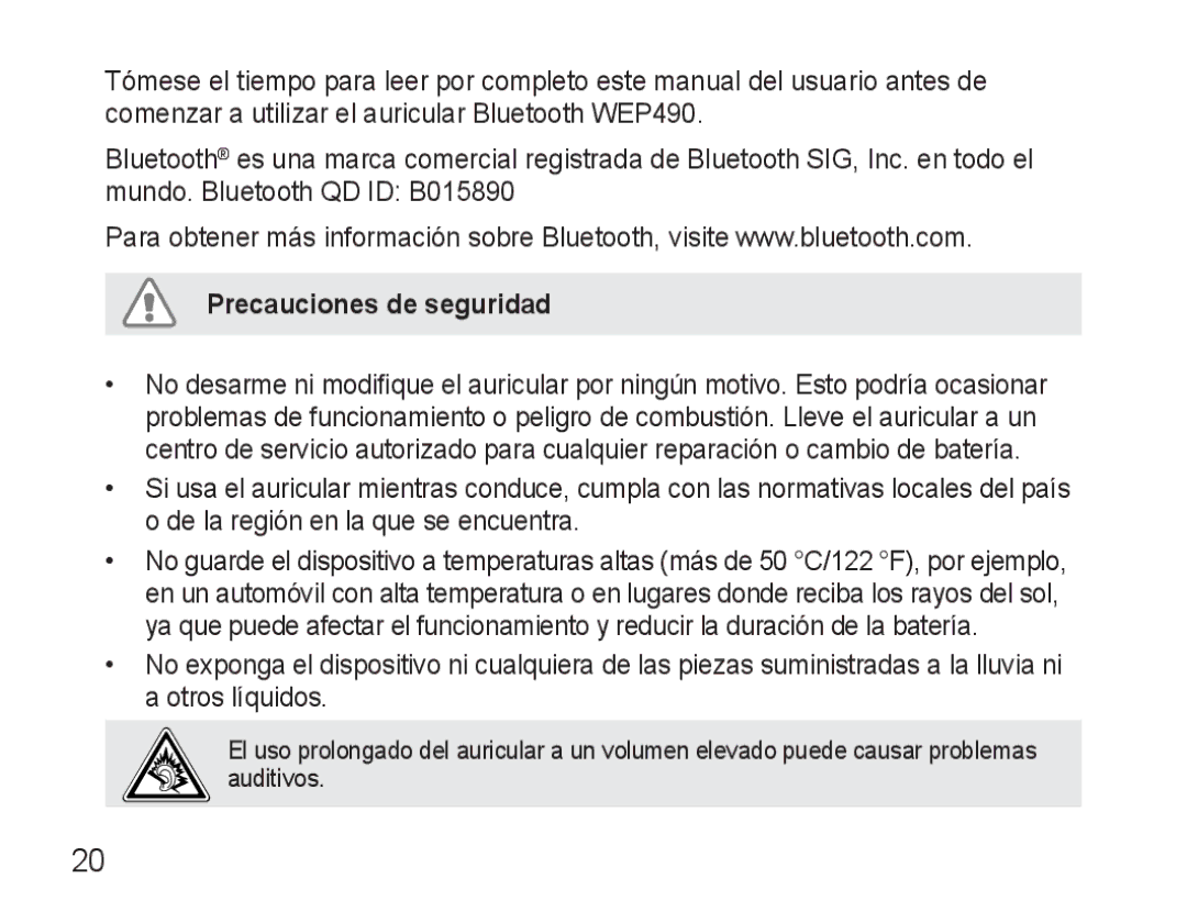 Samsung GH68-25765A, AWEP490PPECSTA manual Precauciones de seguridad 