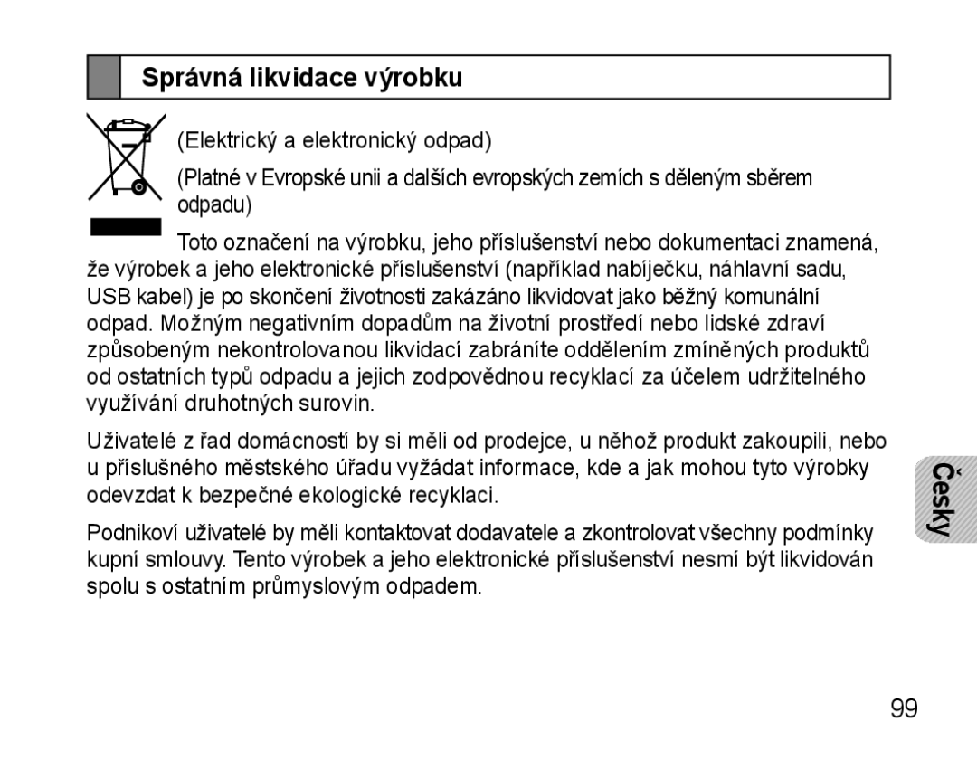 Samsung AWEP570VBECXEH, AWEP570VBECXEF, AWEP570EBECXEF, AWEP570VBECSER manual Správná likvidace výrobku 