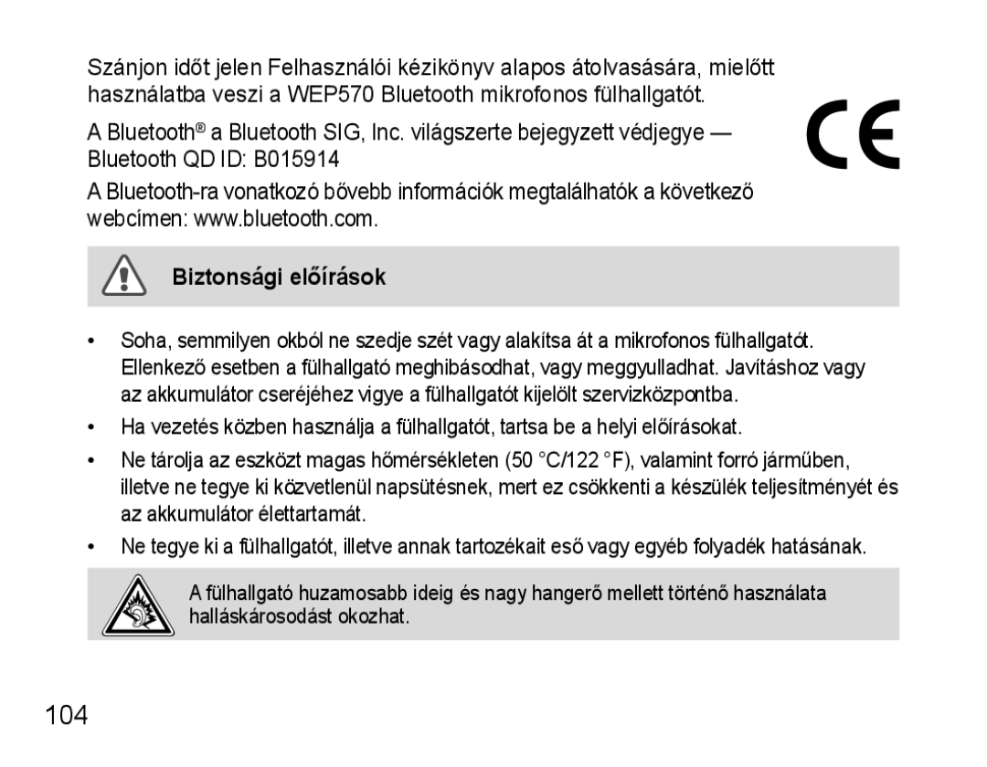 Samsung AWEP570VBECSER, AWEP570VBECXEF, AWEP570EBECXEF, AWEP570VBECXEH manual Biztonsági előírások 