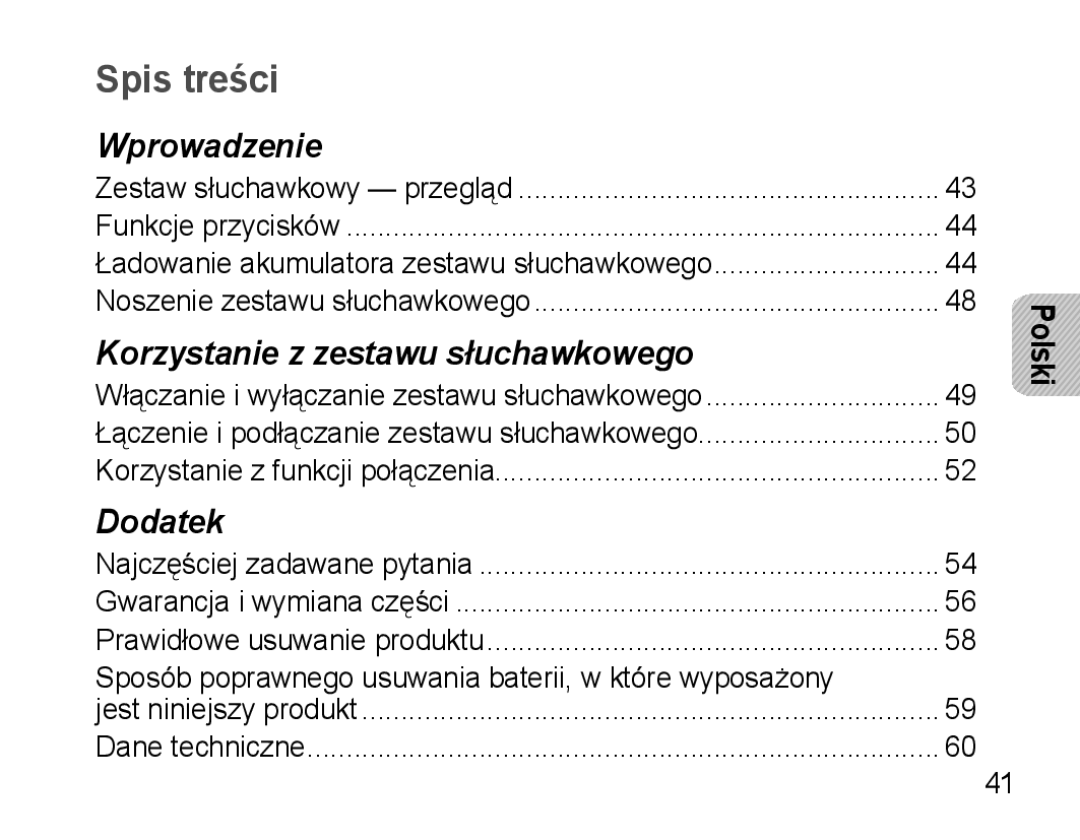 Samsung AWEP570VBECXEF, AWEP570EBECXEF, AWEP570VBECXEH, AWEP570VBECSER manual Spis treści, Polski 