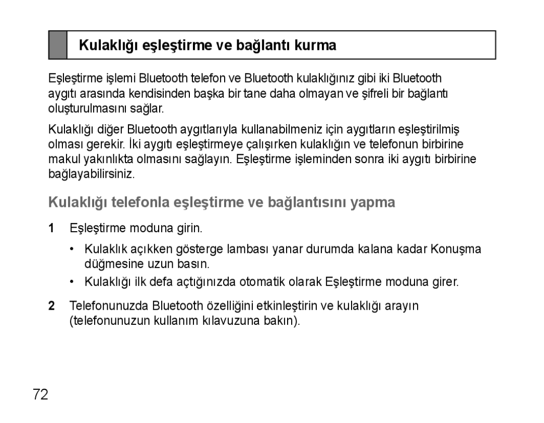 Samsung AWEP570VBECSER manual Kulaklığı eşleştirme ve bağlantı kurma, Kulaklığı telefonla eşleştirme ve bağlantısını yapma 