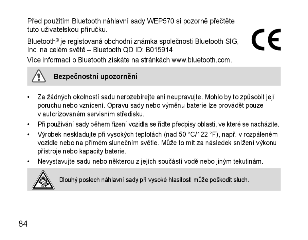 Samsung AWEP570VBECSER, AWEP570VBECXEF, AWEP570EBECXEF, AWEP570VBECXEH manual Bezpečnostní upozornění 