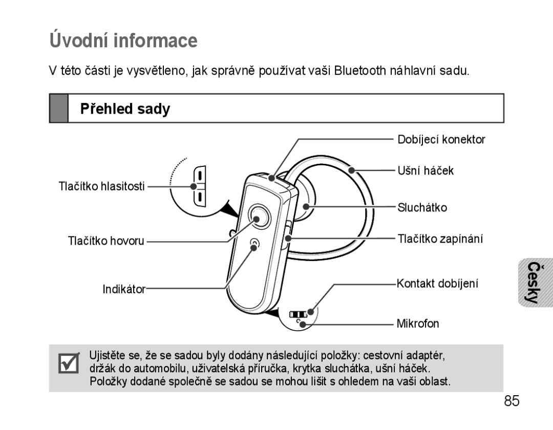 Samsung AWEP570VBECXEF, AWEP570EBECXEF, AWEP570VBECXEH, AWEP570VBECSER manual Úvodní informace, Přehled sady 