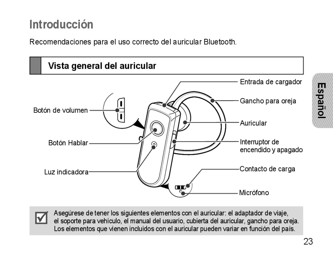 Samsung AWEP570VBECXEH, AWEP570VBECXEF, AWEP570EBECXEF, AWEP570VBECSER manual Introducción, Vista general del auricular 