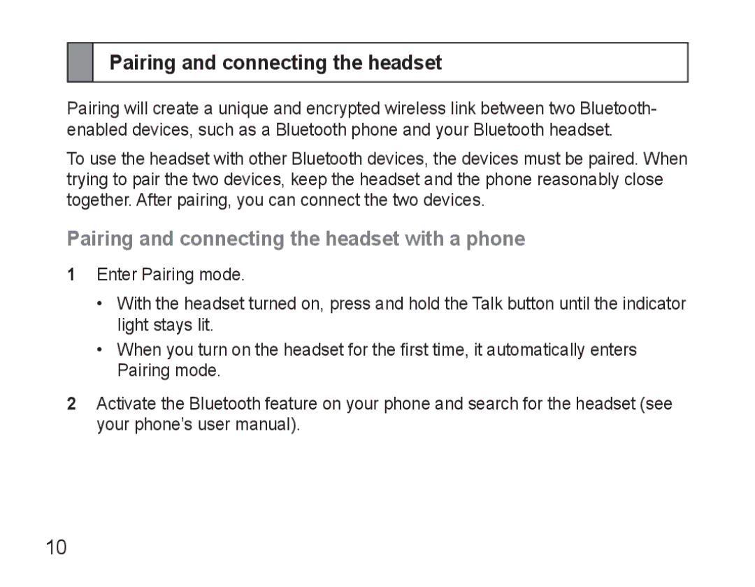 Samsung AWEP570EBECXEF, AWEP570VBECXEF, AWEP570VBECXEH, AWEP570VBECSER Pairing and connecting the headset with a phone 