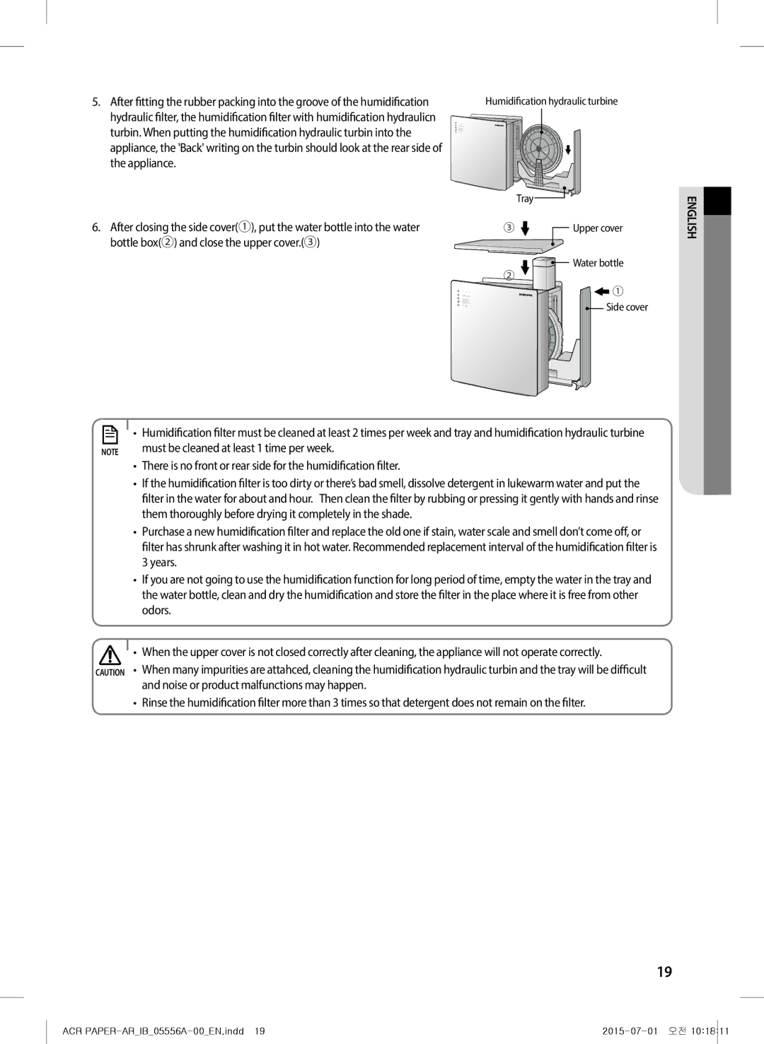 Samsung AX40H6500WQ/MG manual Tray, Side cover 