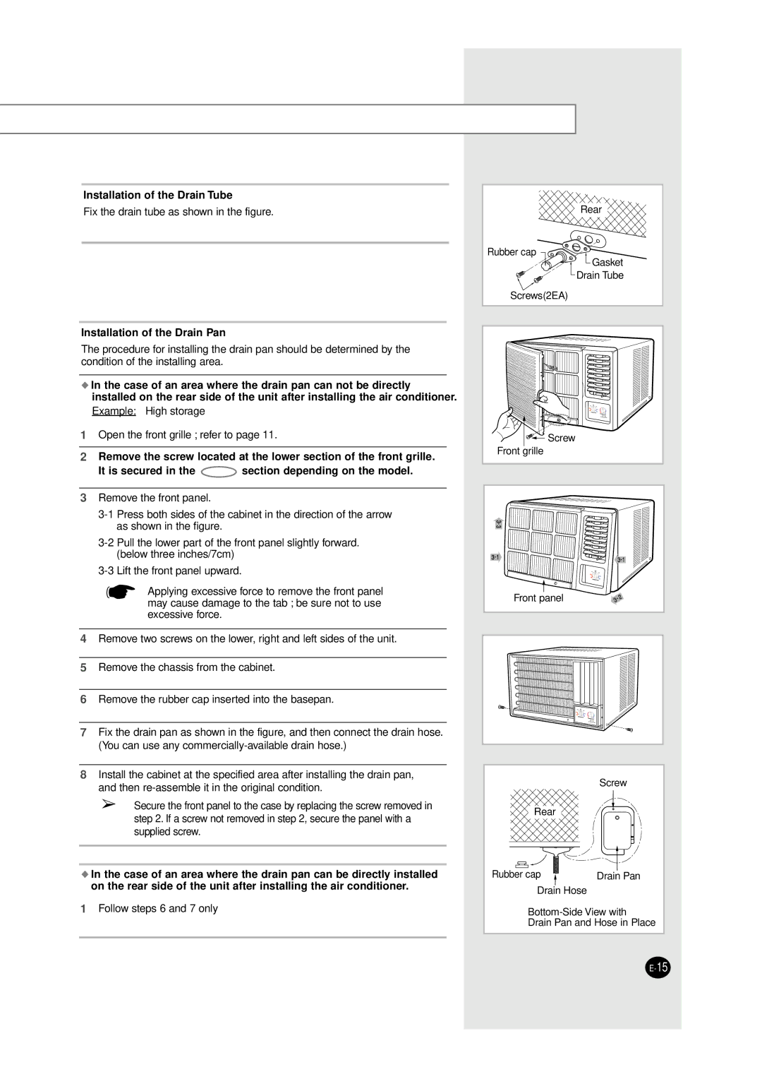 Samsung AZ09F1KE manual Installation of the Drain Tube 